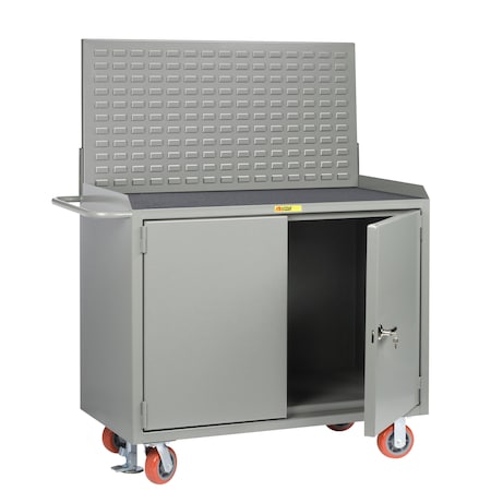 Little Giant Mobile Bench Cabinets, 36"W, Non-Slip Vinyl Mat, Louvered MM-2D-2436-FLLP